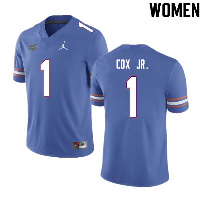 Women's NCAA Florida Gators Brenton Cox Jr. #1 Stitched Authentic Nike Blue College Football Jersey YOT1265BX